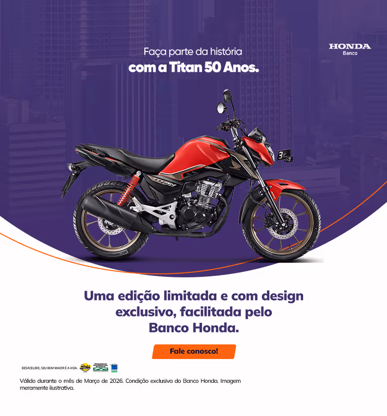Banner Março 2026 MotoPark Honda Financiamento CG Titan 50 Anos
