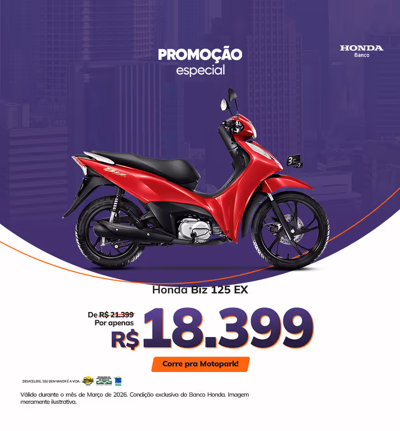 Banner Março 2026 MotoPark Honda Financiamento Biz 125 EX