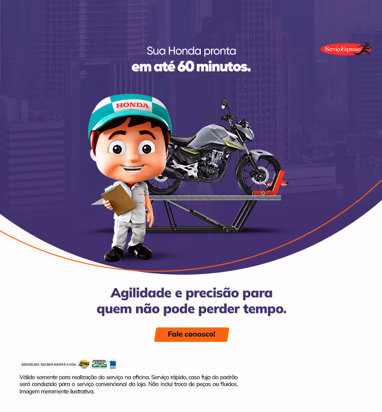 Banner Fixo Março 2026 MotoPark Honda Serviço Expresso 1 Hora