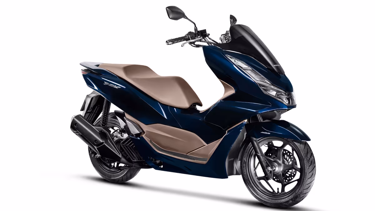 PCX azul vista lateral dianteira direita